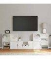 vidaXL 5 Piece TV Units with Storage ODDA White Solid Wood Pine — Model: 11 shelves 3 drawers