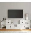 vidaXL 5 Piece TV Units with Storage ODDA White Solid Wood Pine — Model: 9 shelves 5 drawers
