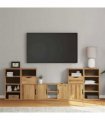 vidaXL 5 Piece TV Units with Storage ODDA Solid Wood Pine — Model: 12 shelves 2 drawers