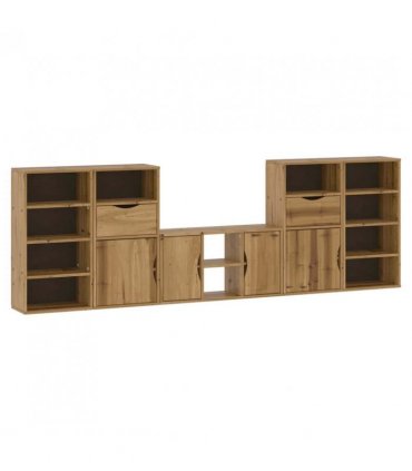 vidaXL 5 Piece TV Units with Storage ODDA Solid Wood Pine — Model: 12 shelves 2 drawers