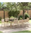 vidaXL Garden Dining Set 9 pcs Beige Poly Rattan — Size: 190 cm table length