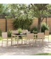 vidaXL Garden Dining Set 7 pcs Beige Poly Rattan — Size: 190 cm table length