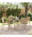 vidaXL Garden Dining Set 5 pcs Beige Poly Rattan — Size: 90 cm table length