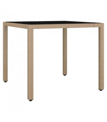 vidaXL Garden Dining Set 3 pcs Beige Poly Rattan — Size: 90 cm table length