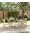 vidaXL Garden Dining Set 5 pcs Beige Poly Rattan — Size: 150 cm table length