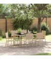 vidaXL Garden Dining Set 7 pcs Beige Poly Rattan — Size: 150 cm table length