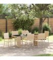 vidaXL Garden Dining Set 7 pcs Beige Poly Rattan — Model: Glass top table
