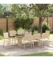 vidaXL Garden Dining Set 9 pcs Beige Poly Rattan — Model: Glass top table