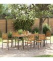 vidaXL Garden Dining Set 7 pcs Grey and Brown Poly Rattan — Size: 190 cm table length
