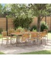 vidaXL Garden Dining Set 9 pcs Grey and Brown Poly Rattan — Size: 190 cm table length