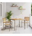 vidaXL Garden Dining Set 3 pcs Grey and Brown Poly Rattan — Size: 90 cm table length