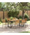 vidaXL Garden Dining Set 7 pcs Grey and Brown Poly Rattan — Size: 160 cm table length