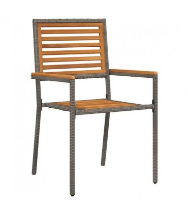 vidaXL Garden Dining Set 7 pcs Grey and Brown Poly Rattan — Size: 160 cm table length