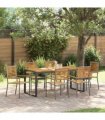 vidaXL Garden Dining Set 7 pcs Grey and Brown Poly Rattan — Size: 180 cm table length