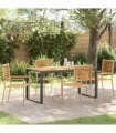vidaXL Garden Dining Set 5 pcs Beige and Brown Poly Rattan — Size: 160 cm table length