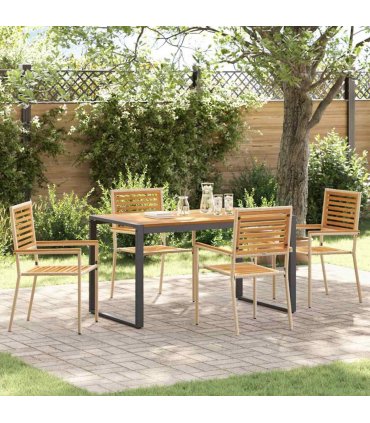 vidaXL Garden Dining Set 5 pcs Beige and Brown Poly Rattan — Size: 140 cm table length