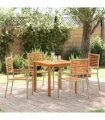 vidaXL Garden Dining Set 5 pcs Beige Solid Acacia Wood — Size: 85 cm table length