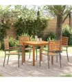 vidaXL Garden Dining Set 5 pcs Grey Solid Acacia Wood — Size: 85 cm table length