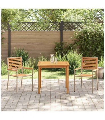 vidaXL Garden Dining Set 3 pcs Beige Solid Acacia Wood — Size: 85 cm table length