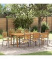 vidaXL Garden Dining Set 9 pcs Grey Solid Acacia Wood — Size: 200 cm table length