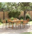 vidaXL Garden Dining Set 7 pcs Grey Solid Acacia Wood — Size: 150 cm table length
