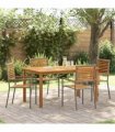 vidaXL Garden Dining Set 5 pcs Grey Solid Acacia Wood — Size: 150 cm table length
