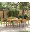 vidaXL Garden Dining Set 7 pcs Grey Solid Acacia Wood — Size: 200 cm table length