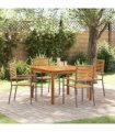 vidaXL Garden Dining Set 5 pcs Grey Solid Acacia Wood — Size: 110 cm table length