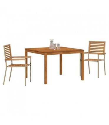 vidaXL Garden Dining Set 3 pcs Beige Solid Acacia Wood — Size: 110 cm table length