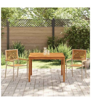 vidaXL Garden Dining Set 3 pcs Beige Solid Acacia Wood — Size: 110 cm table length