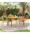 vidaXL Garden Dining Set 5 pcs Beige Solid Acacia Wood — Size: 140 cm table length