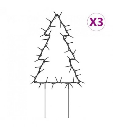 vidaXL Christmas Light Decorations with Spikes 3 pcs Tree 50 LEDs 30 cm — Size: 20 x 30 cm