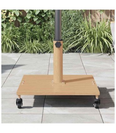 vidaXL Parasol Base Light Wood 45 x 45 x 31.5 cm — Colour: Light wood look, Model: with wheels