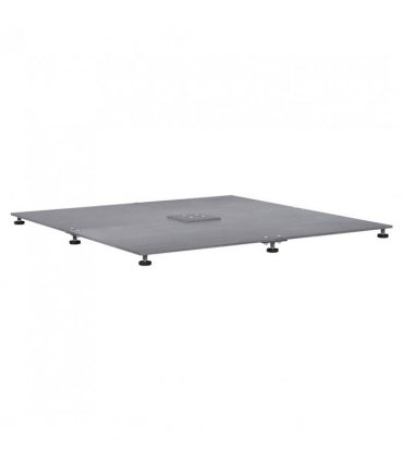 vidaXL Parasol Base Dark grey wood look 100 x 100 x 4 cm Steel — Colour: Dark wood look