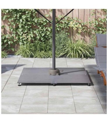 vidaXL Parasol Base Dark grey wood look 100 x 100 x 4 cm Steel — Colour: Dark wood look