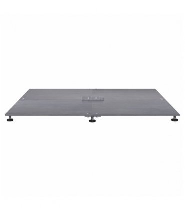 vidaXL Parasol Base Dark grey wood look 100 x 100 x 4 cm Steel — Colour: Dark wood look