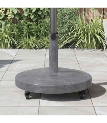 vidaXL Parasol Base Dark Grey Wood look 48 x 48 x 32 cm — Model: with wheels