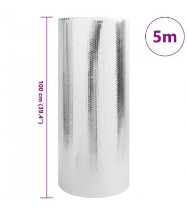 vidaXL Radiator Heat Reflector Silver 5 x 1 m Polyethylene — Size: 1 x 5 m