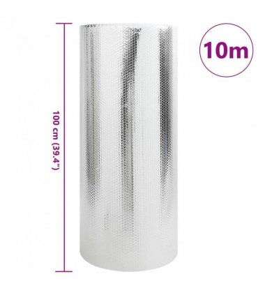 vidaXL Radiator Heat Reflector Silver 10 x 1 m Polyethylene — Size: 1 x 10 m