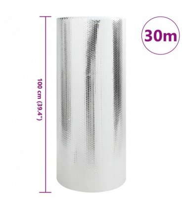vidaXL Radiator Heat Reflector Silver 30 x 1 m Polyethylene — Size: 1 x 30 m