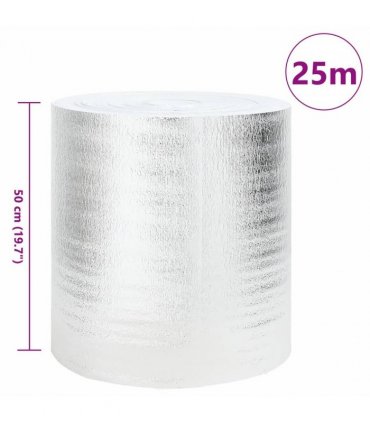 vidaXL Radiator Heat Reflector Silver 25 x 0.5 m Polyethylene — Size: 0.5 x 25 m