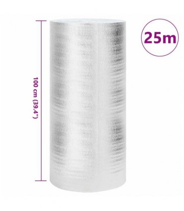vidaXL Radiator Heat Reflector Silver 25 x 1 m Polyethylene — Size: 1 x 25 m