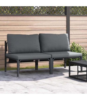 vidaXL Outdoor Furniture 2 Piece Anthracite 80 x 80 x 71 cm Steel — Model: 2x middle sofa