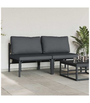 vidaXL Outdoor Furniture 2 Piece Anthracite 80 x 80 x 71 cm Steel — Model: 2x middle sofa