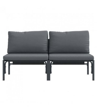 vidaXL Outdoor Furniture 2 Piece Anthracite 80 x 80 x 71 cm Steel — Model: 2x middle sofa