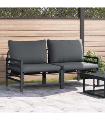 vidaXL Outdoor Furniture 2 Piece Anthracite 80 x 80 x 71 cm Steel — Model: 2x arm sofa