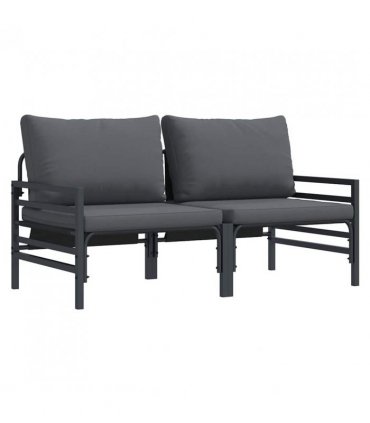 vidaXL Outdoor Furniture 2 Piece Anthracite 80 x 80 x 71 cm Steel — Model: 2x arm sofa