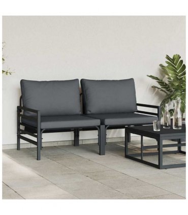 vidaXL Outdoor Furniture 2 Piece Anthracite 80 x 80 x 71 cm Steel — Model: 2x arm sofa
