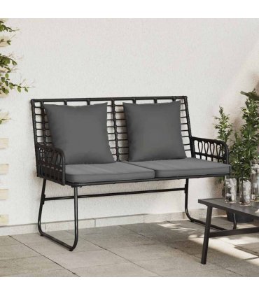 vidaXL Garden Bench Black and Anthracite Poly Rattan — Model: 1 x garden bench