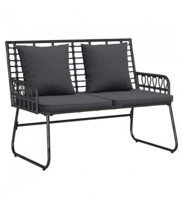 vidaXL Garden Bench Black and Anthracite Poly Rattan — Model: 1 x garden bench